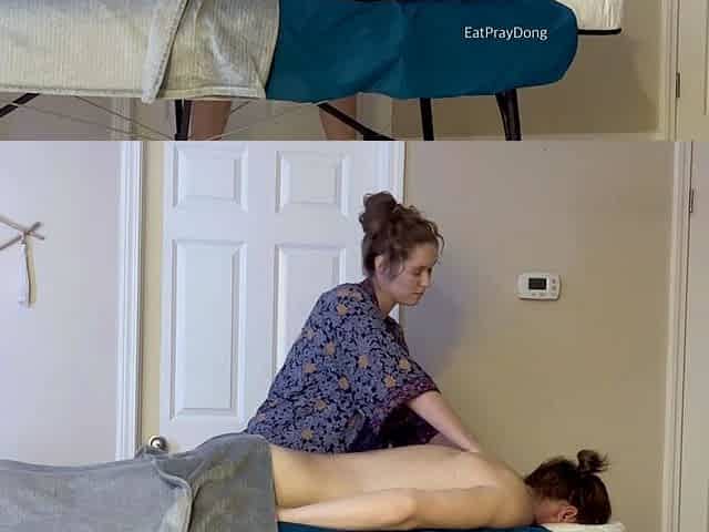Sexy brunette lesbians enjoy a nuru massage