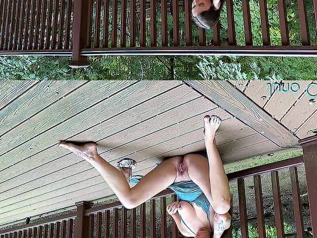 Public masturbation and squirting on my porch!