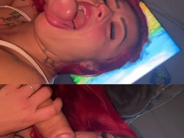Brazilian Redhead Sucks Thick Cock Before Riding