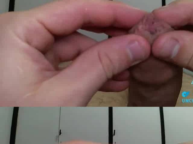 slow foreskin play on an uncut constricted rod!