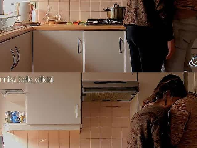 Kitchen make out with stepsister, giving a kiss & fingering - fleshly teasing moments