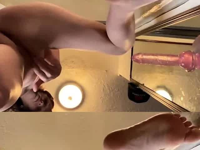 Solo Female Orgasms with a Dildo and Mirror