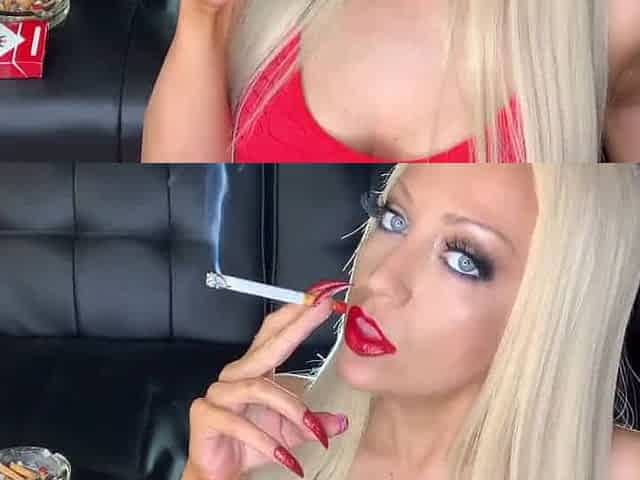 Blond slut Smoking