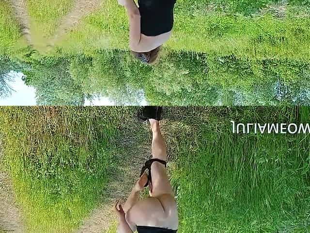 Redhead Wife Gradually Strips And Goes Fully Naked On Rural Trail