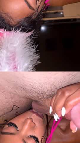 Busty babe sloppy blow job