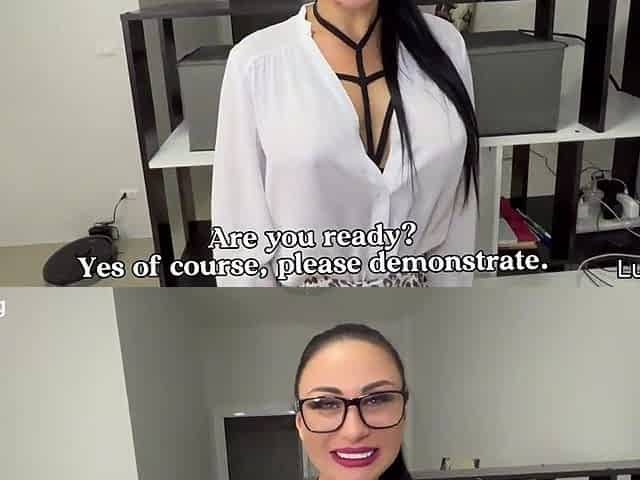 GLASSES SECRETARY INTERVIEW turns into OFFICE FLOOZY BANG & FACIAL