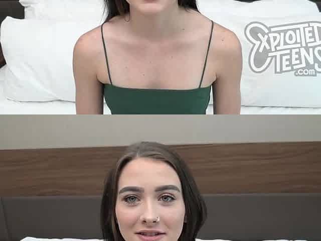 Pretty nineteen yr old with green eyes makes her porn debut