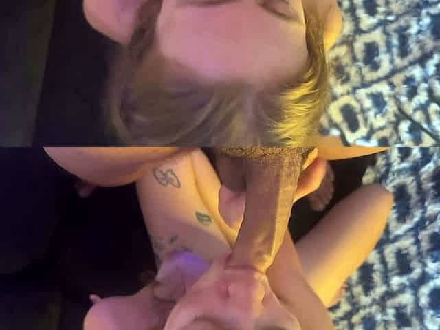 Tattooed Girl Gives Sloppy Blowjob