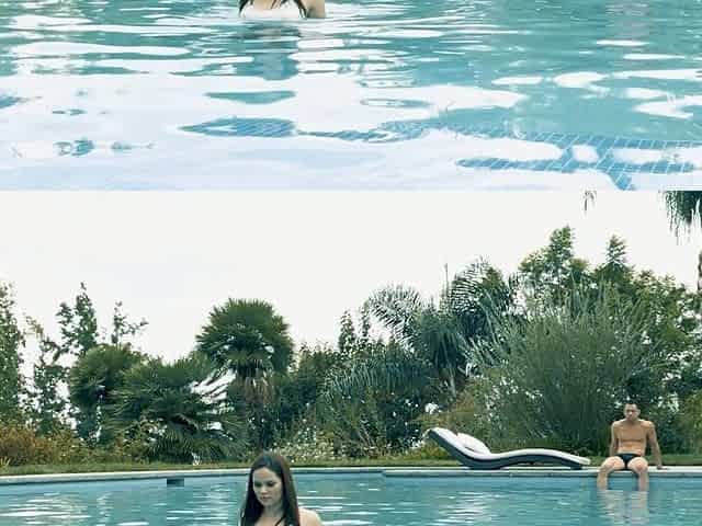 Brunette babe Johnny and sexy Jenna indulge in a steamy poolside rendezvous