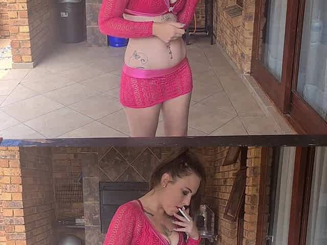 Panty Pussy Short Skirt Smoking Girl Outdoors