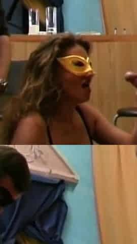 Threesome Sex for Busty Masked MILF Fucked and Cumshot in Hairy Pussy and Ass by Two Amateur Cocks