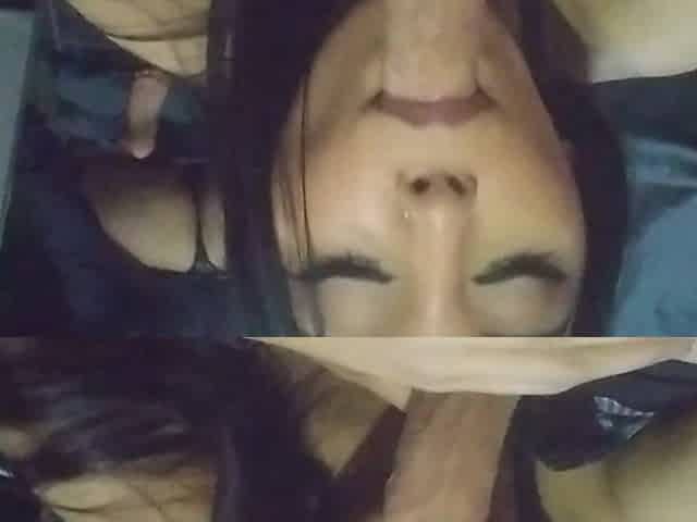 Horny latina beauty gives me a deep long blowjob, then bends over and begs me to pound her pussy doggystyle