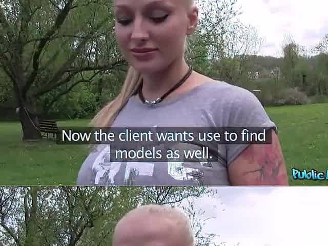 I Bow this Breasty Glamour Model Over in a Public Place - Public Agent