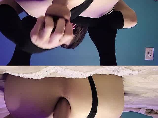 Alternative femboy anal training, gaping, and self facial