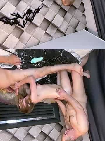 Horny wife sucking and fucking husband and his friend live a