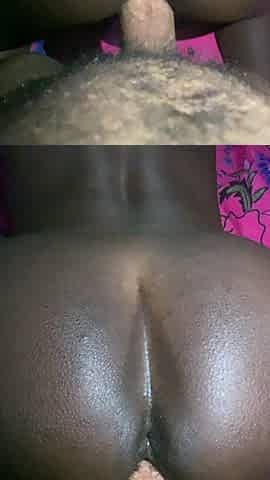 POV Doggy From up View with Ebony Girl and White Dick
