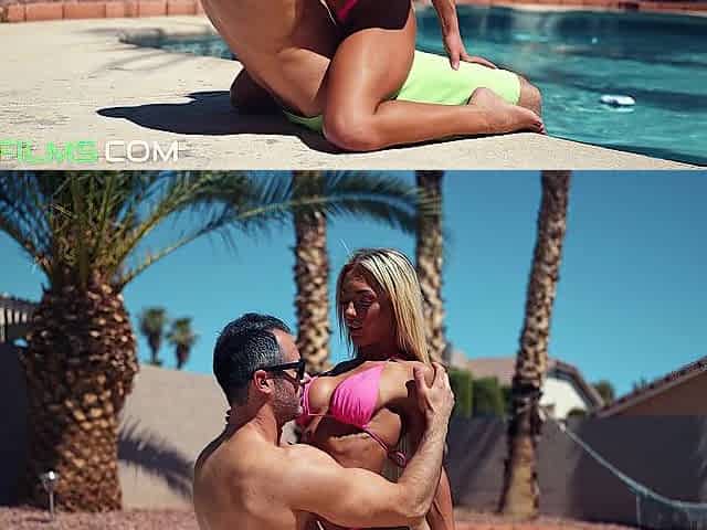 Large Bazookas Blond Screwing By The Pool