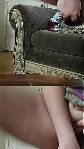Red head banging her sex toy until shaking climax