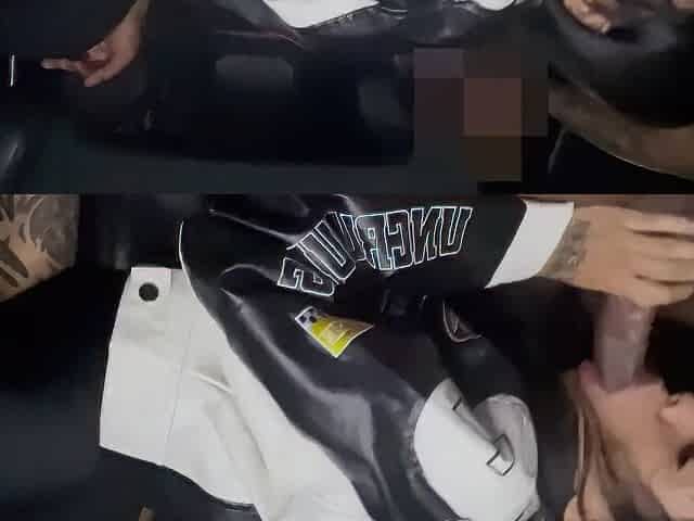 Leaving the favela party, a prostitute gave it up inside the car.
