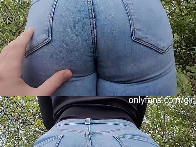 Grabbing Large Butt in Constricted Jeans of Stranger in Public