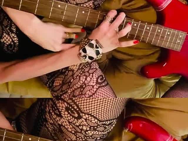 Diablo screws bass guitar, ultimate emo cutie and cums hard