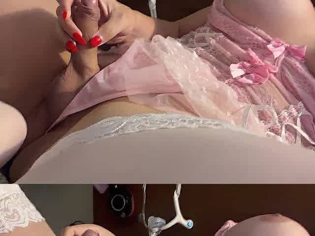 Pink Frilly Underware and White Nylons