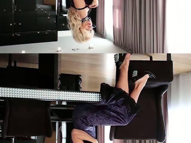 Blond cougar Sylvie is playing with her stretched shaved pussy