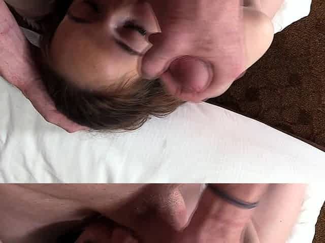 Pale and chubby brunette MILF sucks and tit fucks a big cock