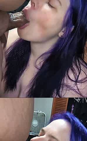 Swipe for 2 different views of this blowjob that ended in a messy cumshot facial
