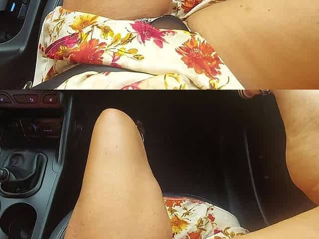 Horny Amateur Stepmom with Sexy Legs in Heels in the Car with Her Stepson in the Morning