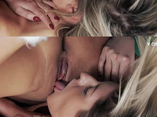 Alluring blonde shares lesbian pool table pussy licking desire