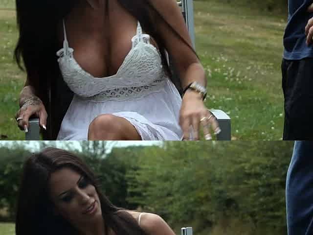 Outdoor voyeur brit enjoys the view