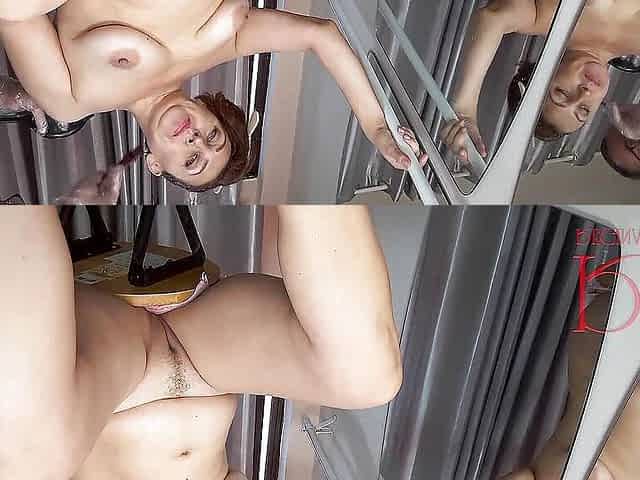 Naked barbershop. I will touch my pussy naked while the hairdresser colors my hair.