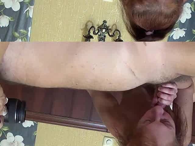Blowjob close view aged amateur pair