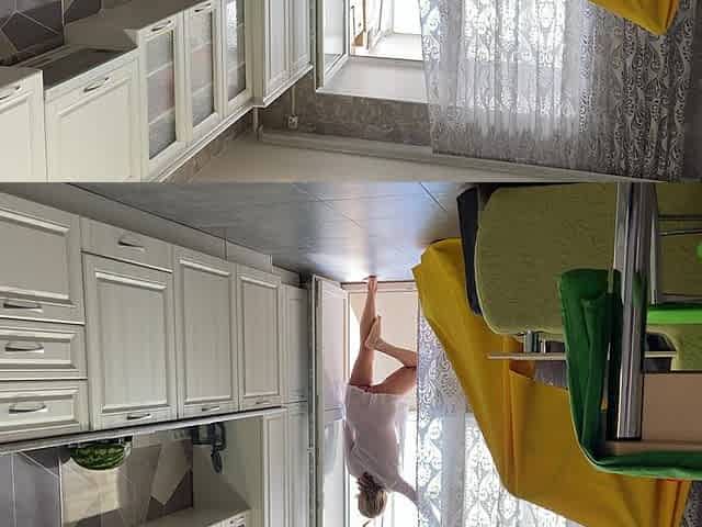 Stepson Free Use His MILF Stepmom in the Kitchen Cumshot on Butt