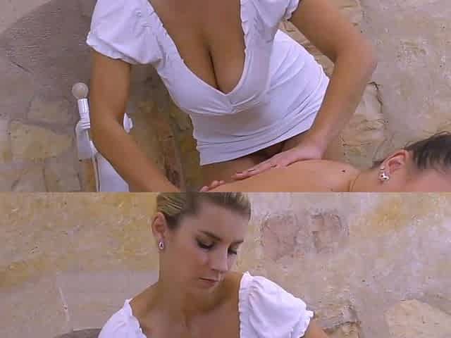 Massage Busty babe Domii with a lot Oil by hands and Boobs