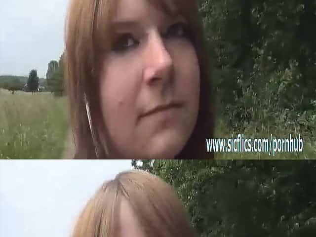 Ffisting his GF fastened to a public forest tree