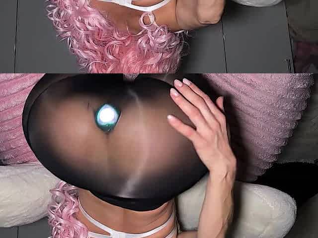 Slim cutie with Ass-plug Obscene ending Cum on Feet