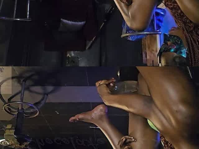 Hawt black wench waitress watches porn by the bar and BANGS OUT HER TAUT VAGINA WIT MASSIVE SEX TOY!!