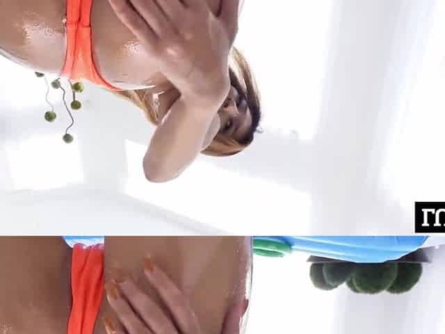 Slippery Oriental Floozy Soaks Her Twat In Oil
