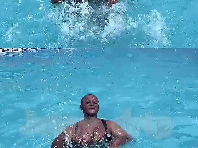 Having joy with my allies at the pool