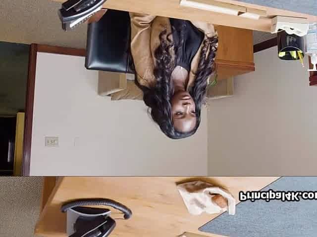 Ebony housewife squirts all over principals dong