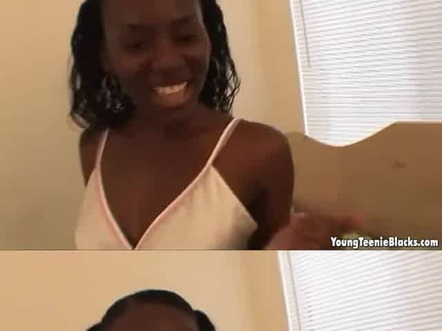 Weenie sucking black teen gives head to white rod