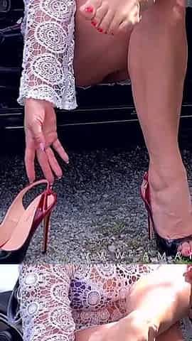 Naughty walk outdoor