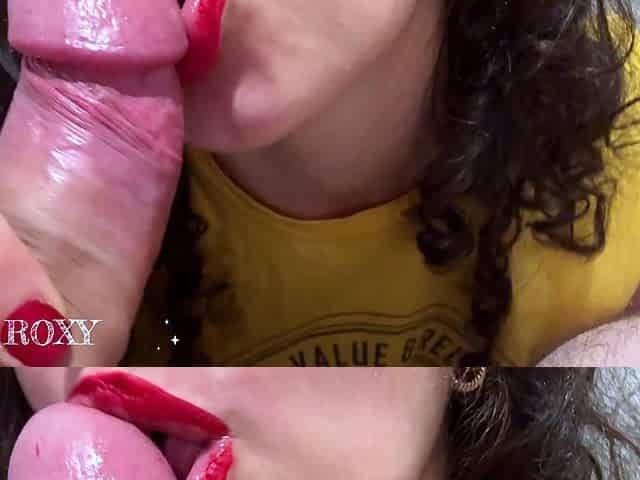 Sexy blow job and close up cum swallow