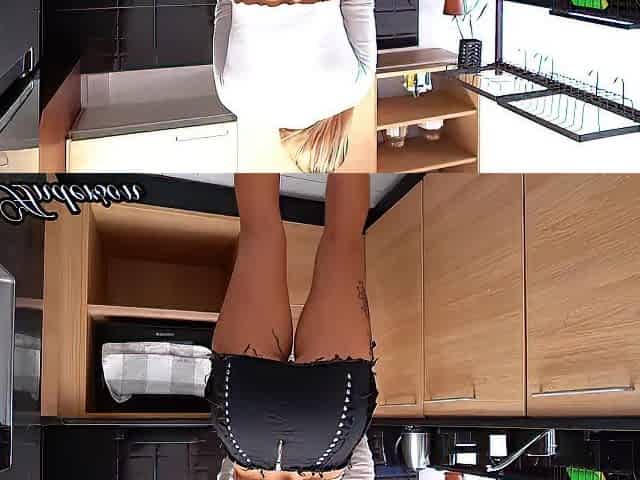 Stepmother screwed from behind, in the kitchen