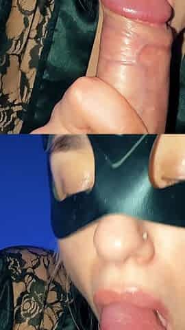 Taboo! Wearing My Stepmom's Robe and Mask, I Sucked My Stepdad's Cock. I Love It When He Cum in My Mouth