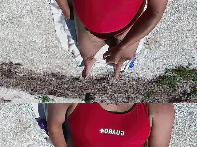 SWIMFANMAN FLAUNTS SWIMSUIT CUM AGAINST THE OCEAN