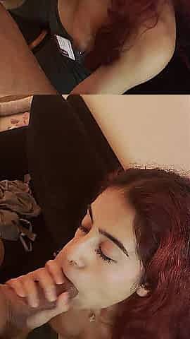 Tiny Latin babe POV Oral job with cum on face