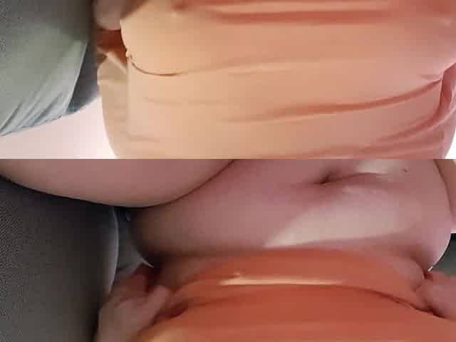 Widening oil on large natural boobs